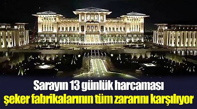 Sarayın 13 günlük harcaması şeker fabrikalarının tüm zararını karşılıyor