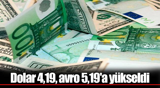 Dolar 4,19, avro 5,19'a yükseldi