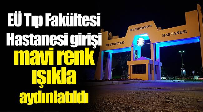 EÜ Tıp Fakültesi Hastanesi girişi mavi renk ışıkla aydınlatıldı