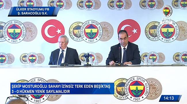 Fenerbahçe: Beşiktaş 3-0 hükmen yenik sayılmalıdır