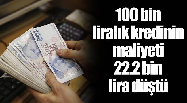 100 bin liralık kredinin maliyeti 22.2 bin lira düştü