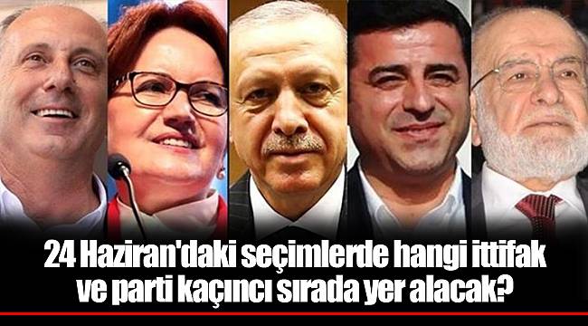 24 Haziran'daki seçimlerde hangi ittifak ve parti kaçıncı sırada yer alacak?
