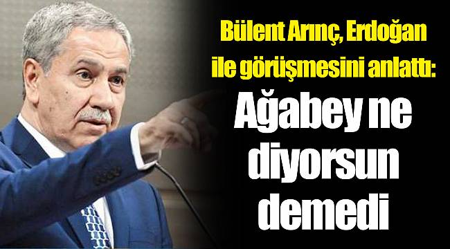 Bülent Arınç, Erdoğan ile görüşmesini anlattı: Ağabey ne  diyorsun demedi
