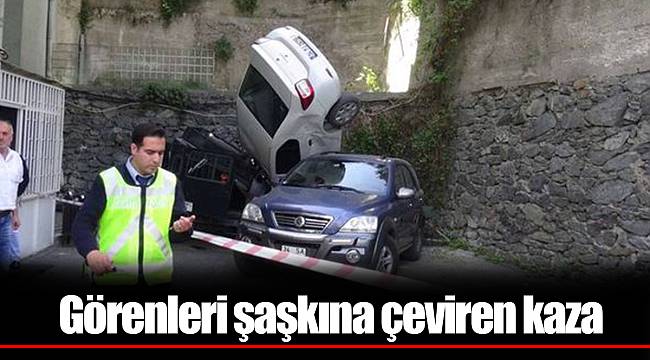 Görenleri şaşkına çeviren kaza