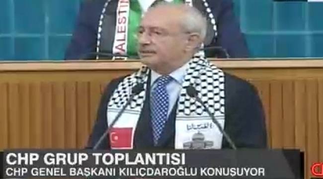 Kılıçdaroğlu grup toplantısına Filistin atkısıyla çıktı