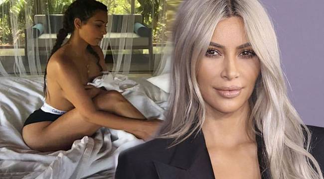 Kim Kardashian üstsüz SPA pozu