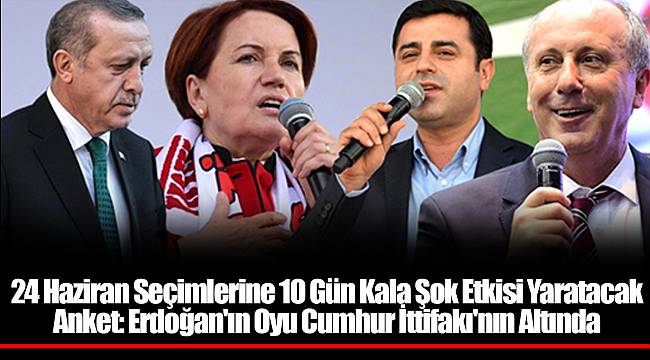 24 Haziran Seçimlerine 10 Gün Kala Şok Etkisi Yaratacak Anket: Erdoğan'ın Oyu Cumhur İttifakı'nın Altında