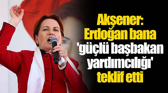 Akşener: Erdoğan bana 'güçlü başbakan yardımcılığı' teklif etti