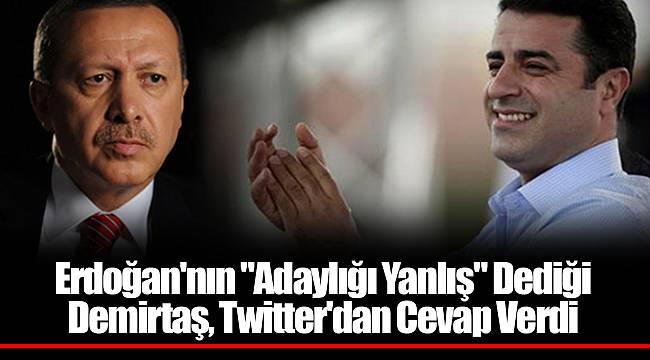 Erdoğan'nın "Adaylığı Yanlış" Dediği Demirtaş, Twitter'dan Cevap Verdi