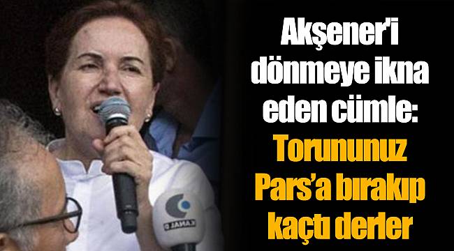 Akşener'i dönmeye ikna eden cümle: Torununuz Pars’a bırakıp kaçtı derler