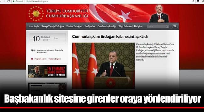 Başbakanlık sitesine girenler oraya yönlendiriliyor
