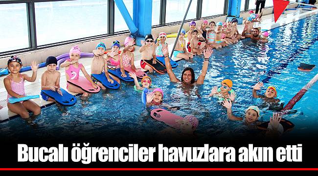 Bucalı öğrenciler havuzlara akın etti