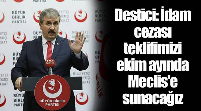 Destici: İdam cezası teklifimizi ekim ayında Meclis'e sunacağız