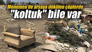 Menemen'de arsaya dökülen çöplerde "koltuk" bile var