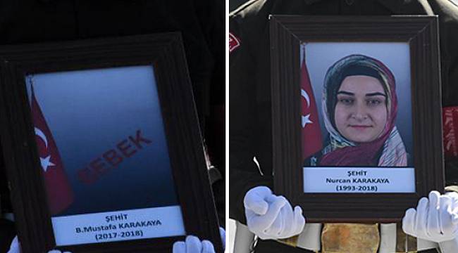 Yüksekova'daki terör tuzağında hayatını kaybeden asker eşi ve bebeği için tören