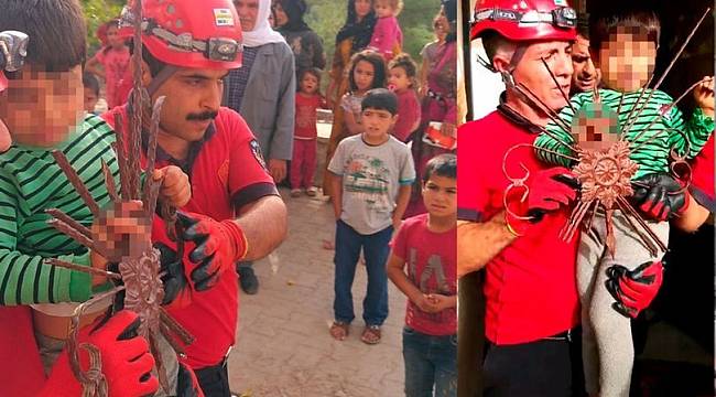 Parmakları demir korkuluğa saplanan çocuk böyle kurtarıldı