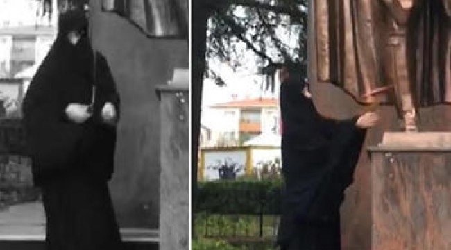 Atatürk Anıtı’na baltayla saldıran kadın aranıyor