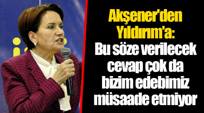 Akşener'den Yıldırım'a: Bu söze verilecek cevap çok da bizim edebimiz müsaade etmiyor