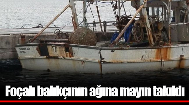 Foçalı balıkçının ağına mayın takıldı