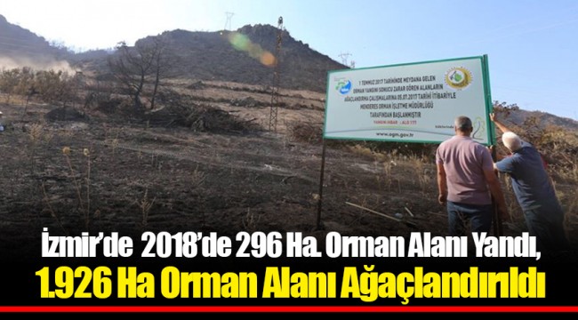 İzmir’de 2018’de 296 Ha. Orman Alanı Yandı, 1.926 Ha Orman Alanı Ağaçlandırıldı