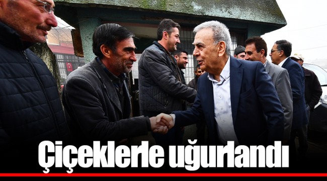 Çiçeklerle uğurlandı