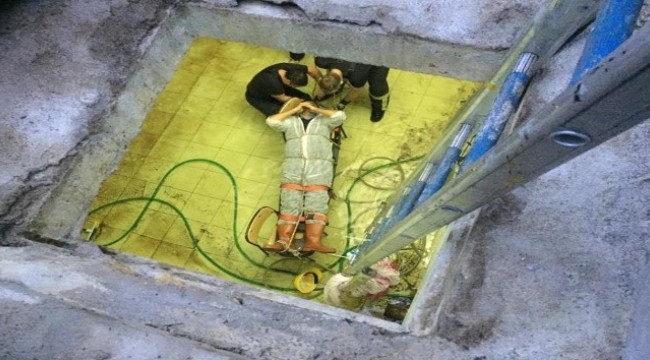 Kuyuya düşen işçi itfaiye ekiplerince kurtarıldı