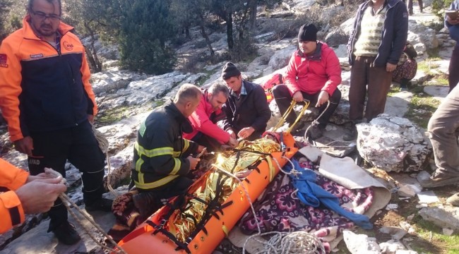 Keçi otlatırken kayalıklara düşen çobana kurtarma operasyonu