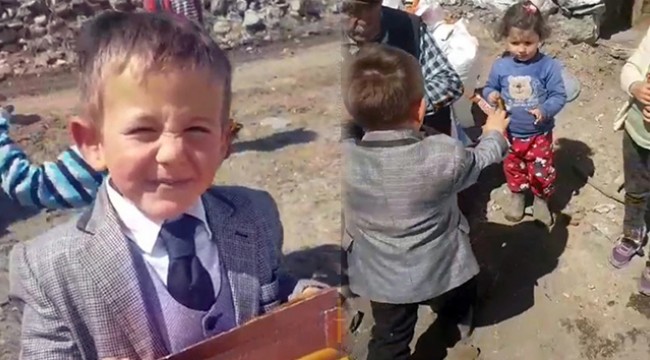 Çikolata vaadi sunan küçük muhtar adayı Çağatay sözünü tuttu