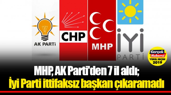 MHP, AK Parti'den 7 il aldı; İyi Parti ittifaksız başkan çıkaramadı
