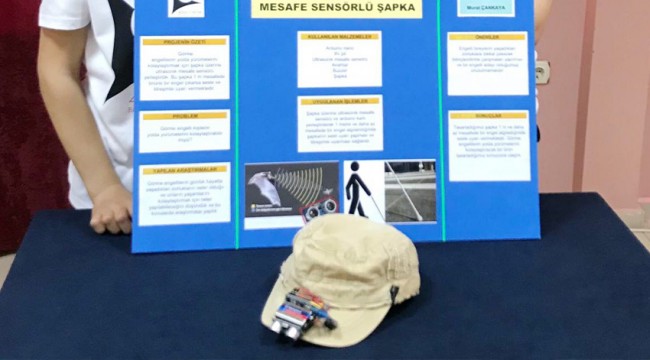 Ortaokul öğrencileri görme engelliler için titreşimli şapka yaptı