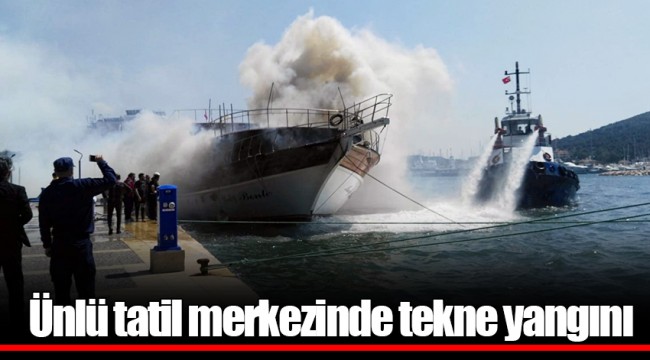 Ünlü tatil merkezinde tekne yangını