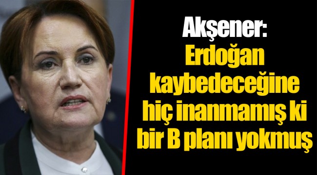 Akşener: Erdoğan kaybedeceğine hiç inanmamış ki bir B planı yokmuş