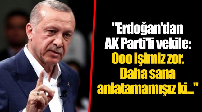 "Erdoğan'dan AK Parti'li vekile: Ooo işimiz zor. Daha sana anlatamamışız ki..."