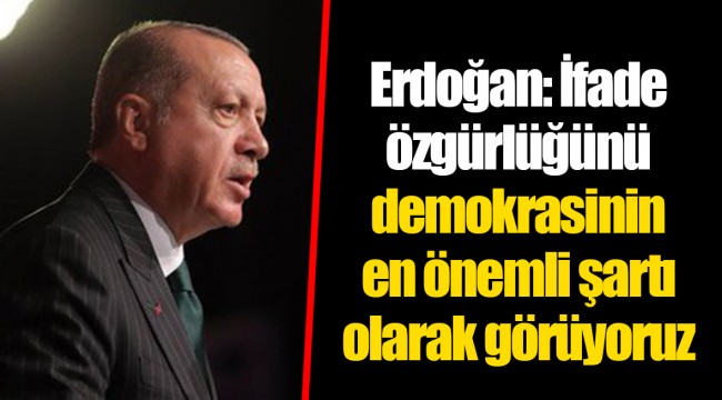 Erdoğan: İfade özgürlüğünü demokrasinin en önemli şartı olarak görüyoruz