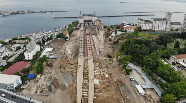 Haydarpaşa’da ortaya çıkan 1700 yıllık tarih havadan görüntülendi