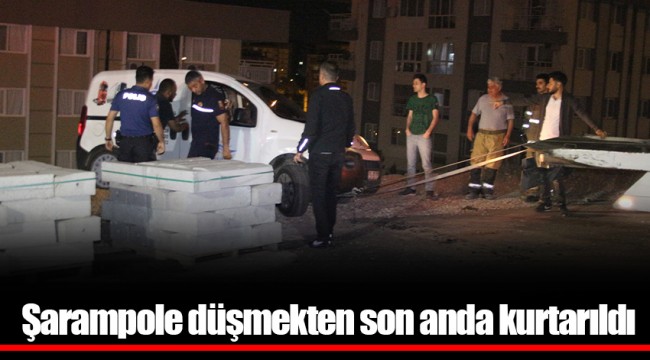 Şarampole düşmekten son anda kurtarıldı