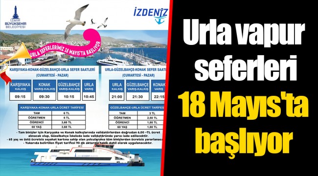Urla vapur seferleri 18 Mayıs'ta başlıyor