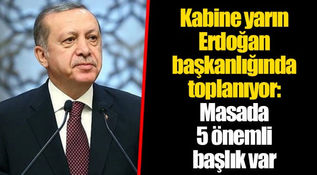 Kabine yarın Erdoğan başkanlığında toplanıyor: Masada 5 önemli başlık var