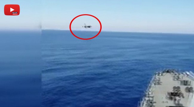 Türk F-16'sından, Fatih Sondaj Gemisine selamlama