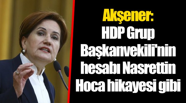 Akşener: HDP Grup Başkanvekili'nin hesabı Nasrettin Hoca hikayesi gibi