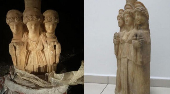 Bagajdan Roma dönemine ait kadın heykeli çıktı