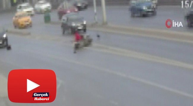 E-5'te motosiklet sürücüsüne çarpıp böyle kaçtı