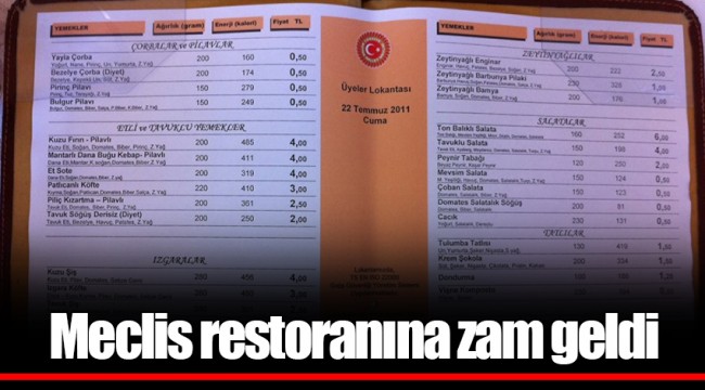 Meclis restoranına zam geldi