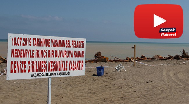 Sel nedeniyle Akçakoca'da denize girmek yasaklandı