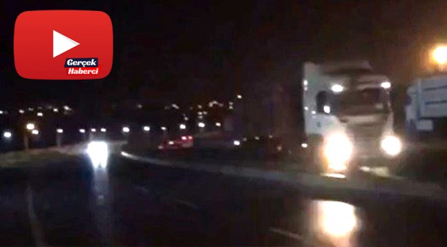 Ters şeritte giden tır, yürekleri ağızlara getirdi