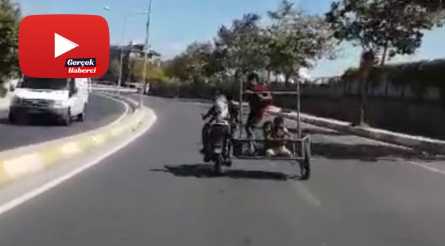 Motosiklette 4 çocuk yürekleri ağza getirdi