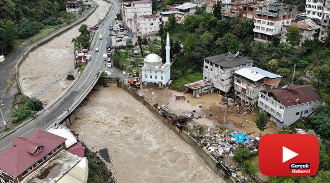 Artvin'in Borçka ilçesindeki sel bölgesi havadan görüntülendi