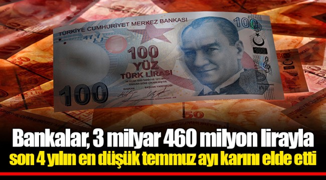 Bankalar, 3 milyar 460 milyon lirayla son 4 yılın en düşük temmuz ayı karını elde etti