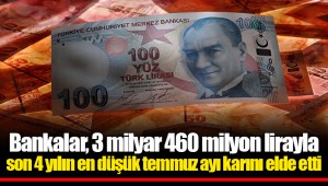 Bankalar, 3 milyar 460 milyon lirayla son 4 yılın en düşük temmuz ayı karını elde etti