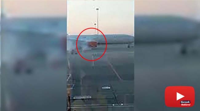 Kalkışa hazırlanan yolcu uçağının motoru alev aldı
